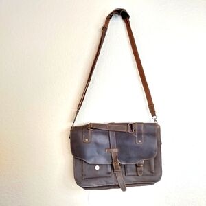 Mex Mates oiled Mexican leather men's messenger briefcase